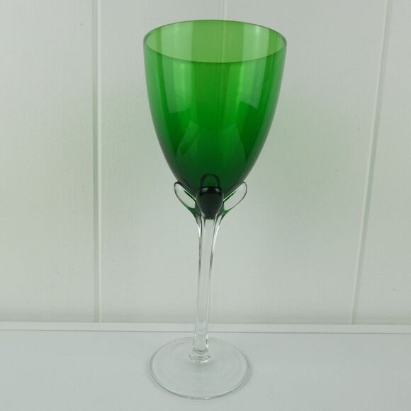 Murano Art Glass Hand Blown Wine Glass Green - Picture 3 of 7